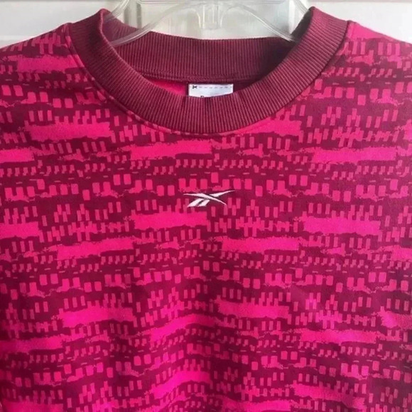 NWT Reebok Retro MYT Printed Pink Crew Neck Long Sleeve Cropped Sweatshirt XS - Picture 7 of 7